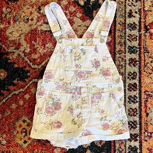 Floral Print Short Overalls